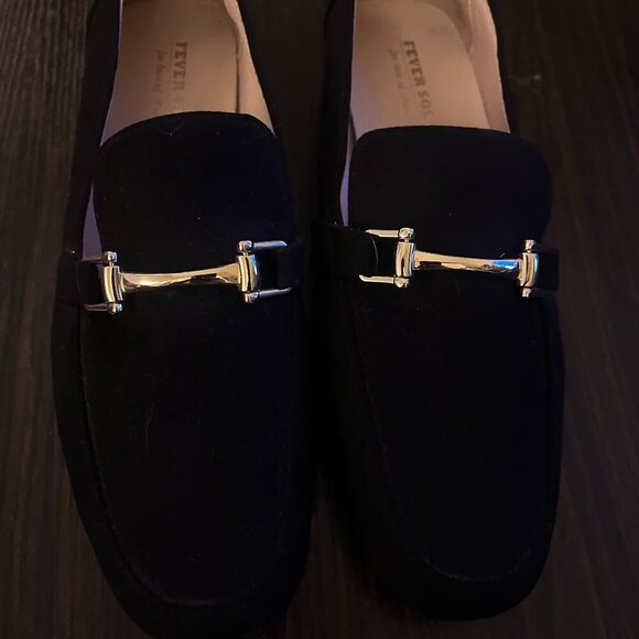 Black Suede Loafers with Gold Trim –US 8.5 - Picture 3 of 7